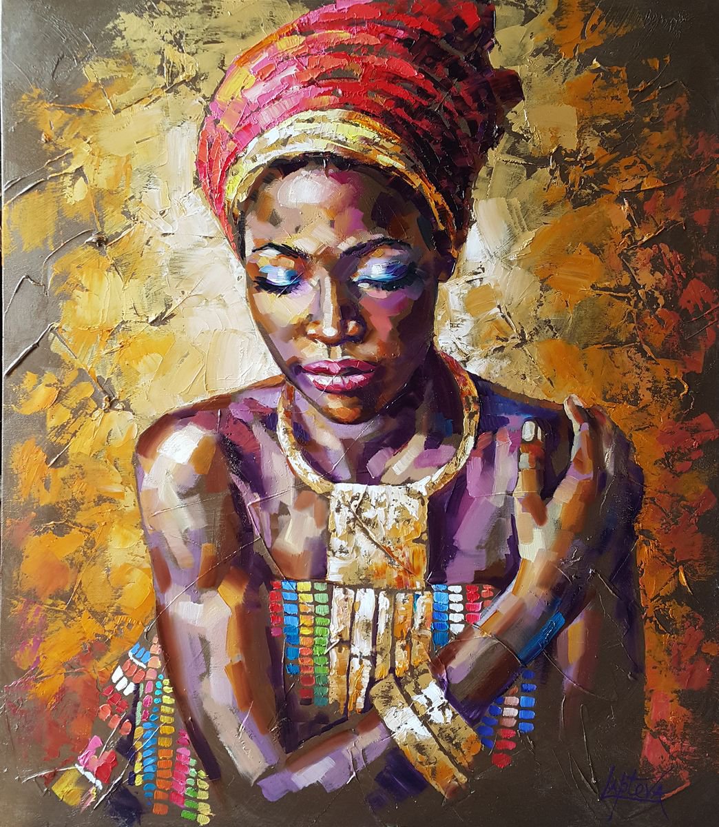 Portrait African Queen - original oil painting o | Artfinder