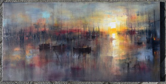 "Harbor of destroyed dreams - The sound of Ashes" W 120 x H 60 cm