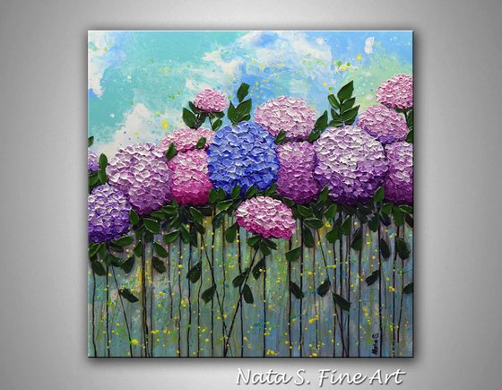 Hydrangeas Large Original Abstract Impasto Painting