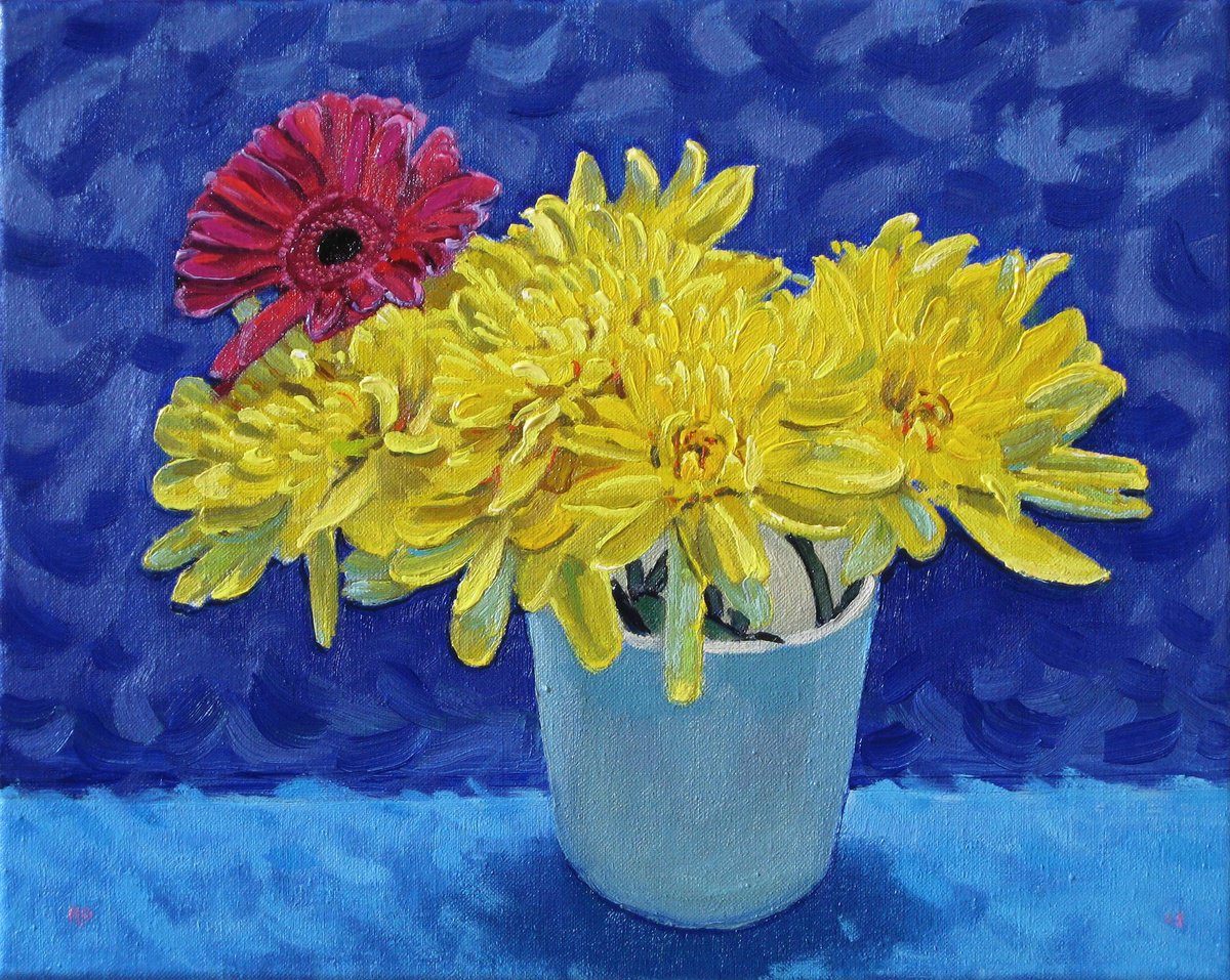 Chrysanthemums in a Cup by Richard Gibson