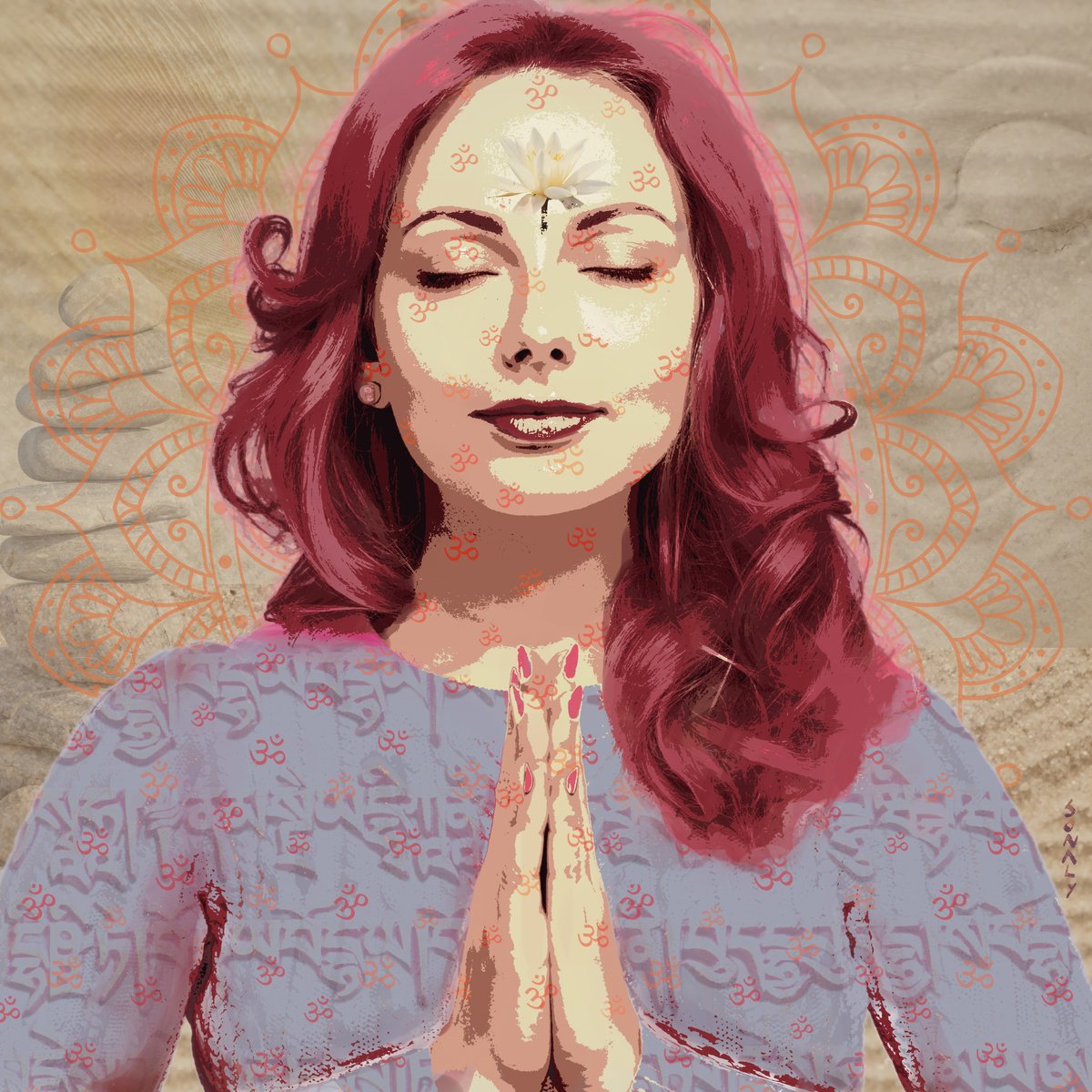 Photorealistic Portrait Giclee Print By Sonaly Gandhi, 30 X 30", Tranquil Awakening, Original Artwork