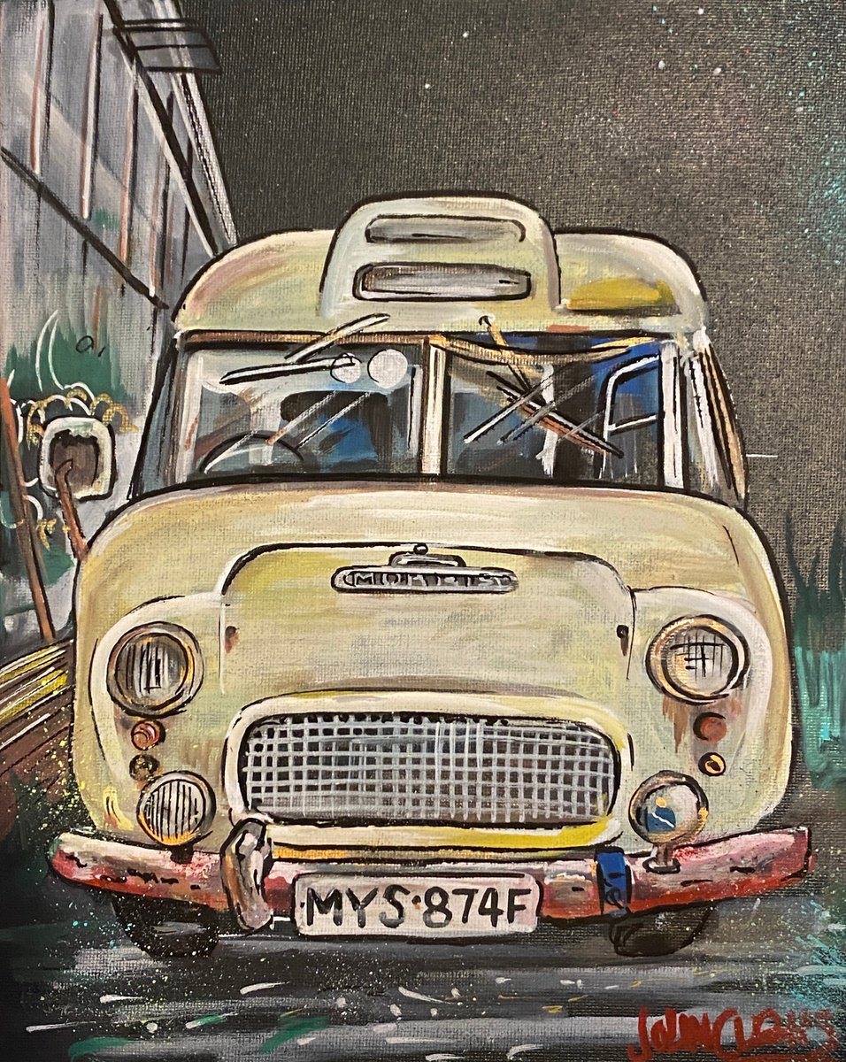 Illustrative Transport Painting By John Curtis, 9 X 12, Boris The Morris, Original Artwork