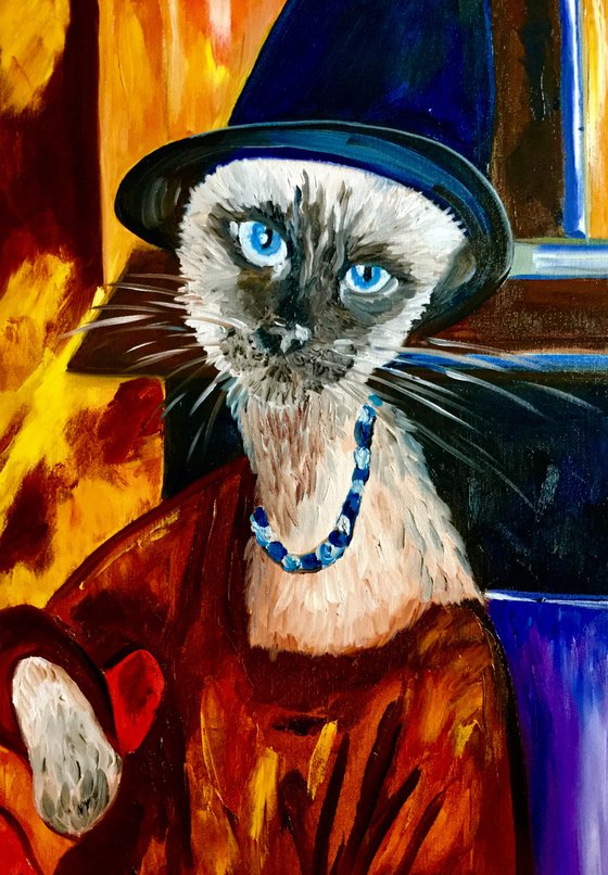 Cat  in a Hat, inspired by Amedeo Clemente Modigliani