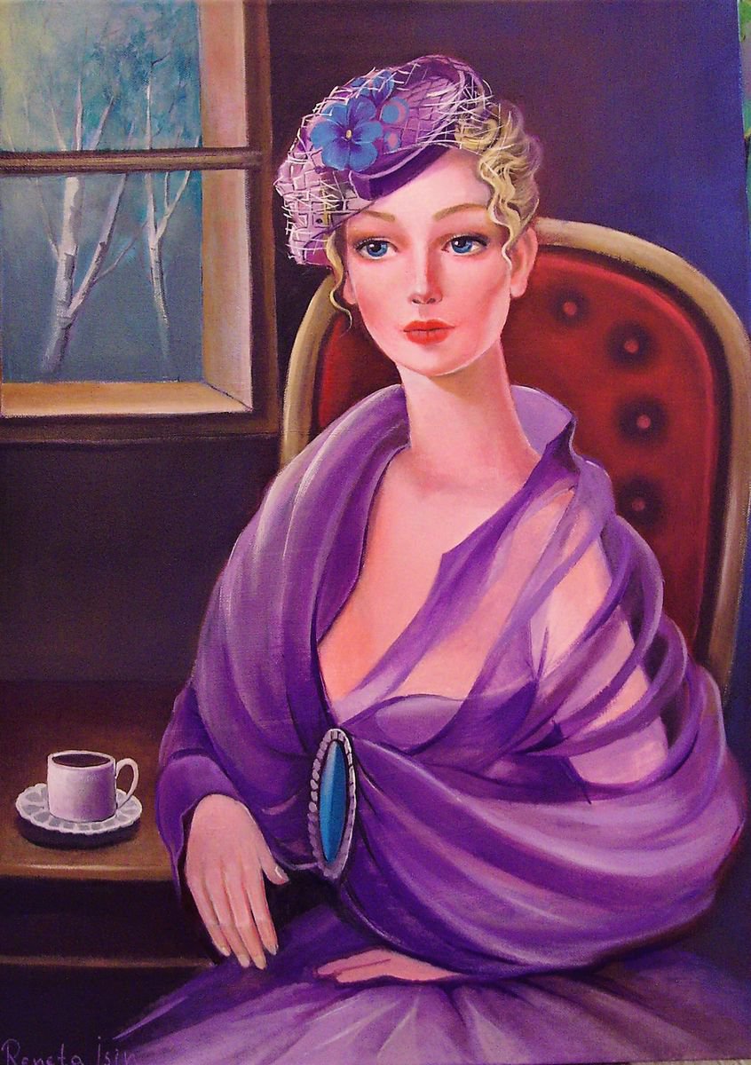 Photorealistic Portrait Oil Painting By Reneta Isin, 20 X 28", " Cia Lady From Safe House ", Original Artwork