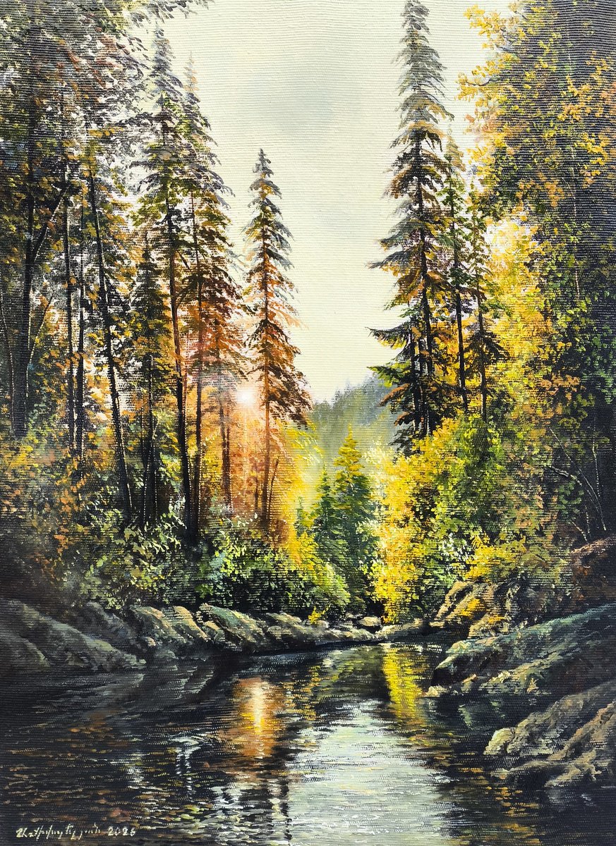 Photorealistic Oil Painting , Picturesque Pine Wood By Sergei Miqaielyan, 12 X 16, Artwork For Sale On Artfinder