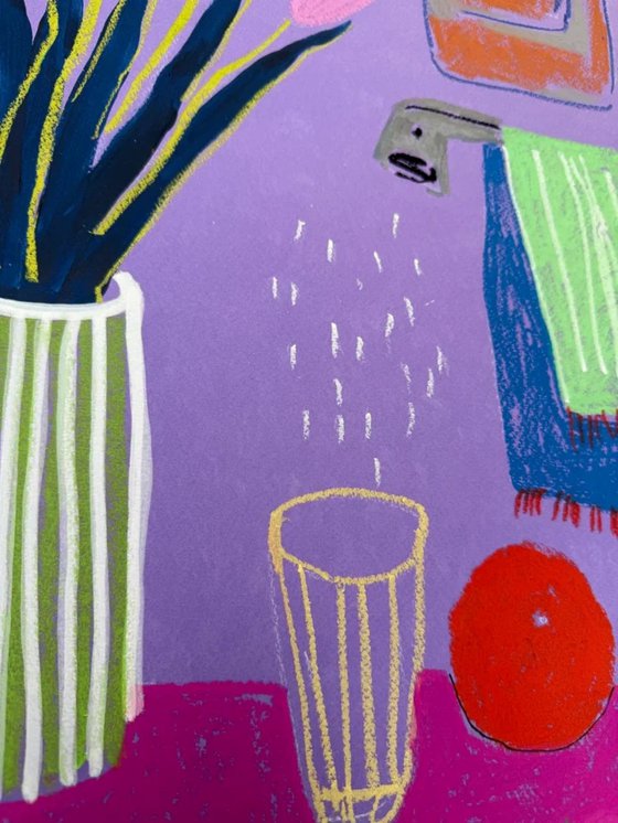 Pink Tulips and Purple Morning