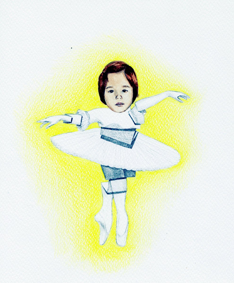 Illustrative Portrait Pencil Drawing By Andromachi Giannopoulou, 7 X 9, Ballarina Stubos, Original Artwork