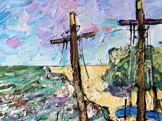 Sun and fishing boats.