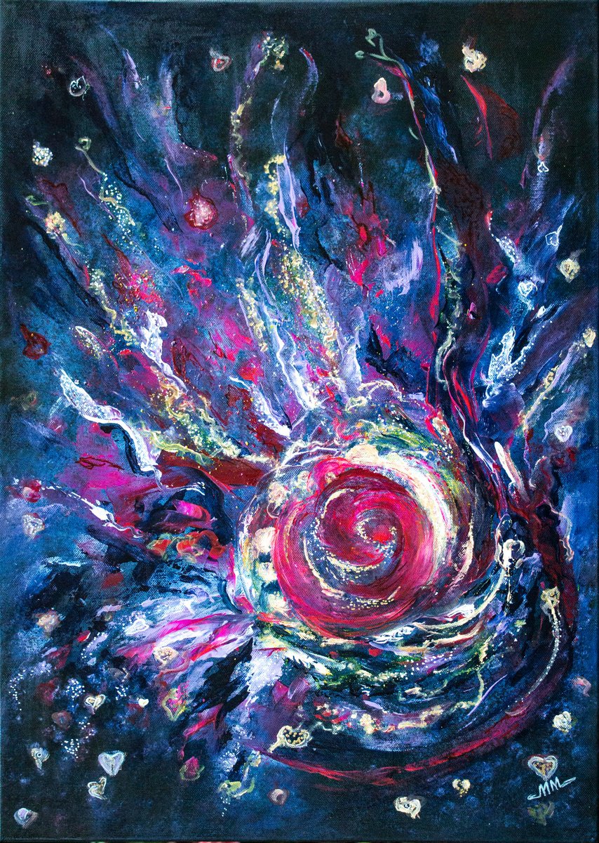 Expressive Abstract Painting By Mila Moroko, 20 X 28", Happy Moment, Original Artwork