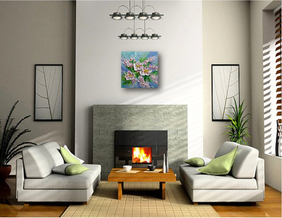 Apple Blossom Flowers - Impasto Spring Tree Flowers