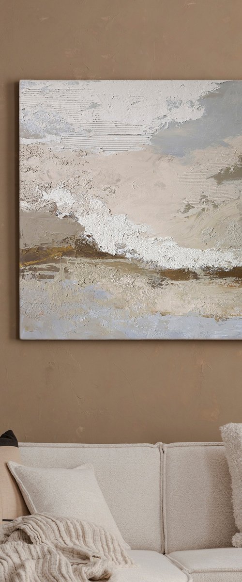 "Vella 2" Blue gray abstract textured art by Marine