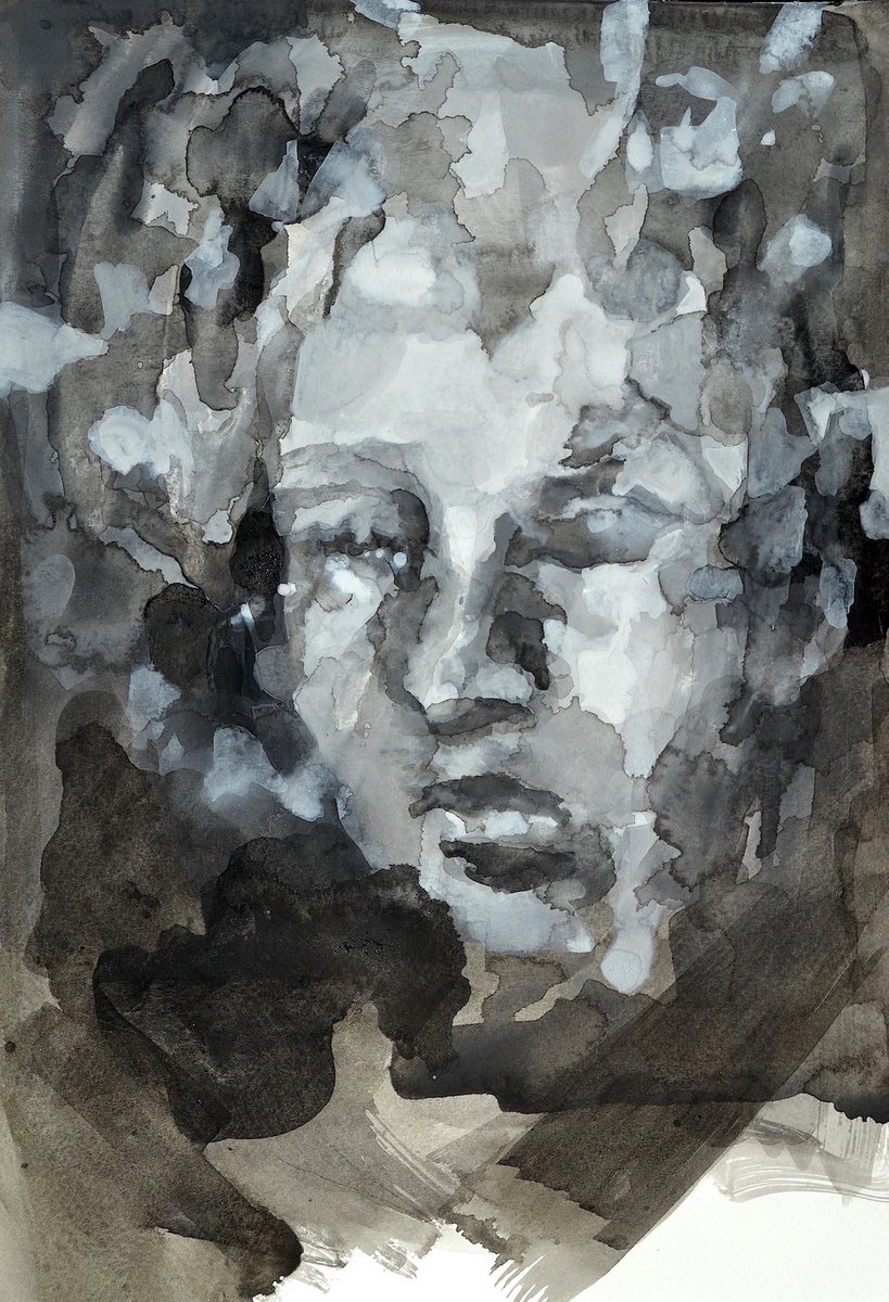 Expressive Portrait Painting By Melinda Matyas, 9 X 12", Waking, Original Artwork