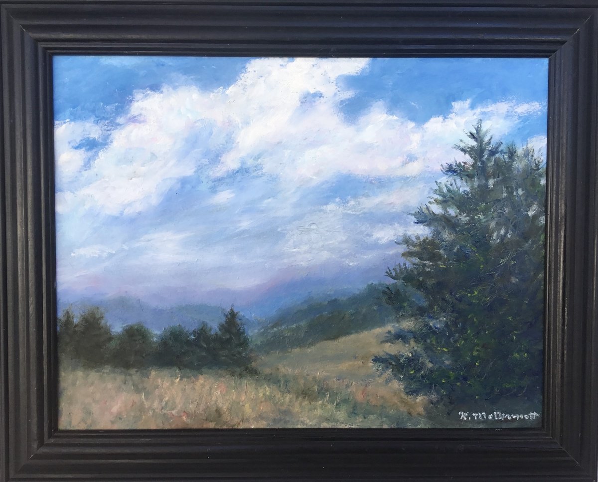 Impressionistic Landscape Oil Painting By Kathleen Mcdermott, 16 X 13", Gathering Dusk, Original Artwork