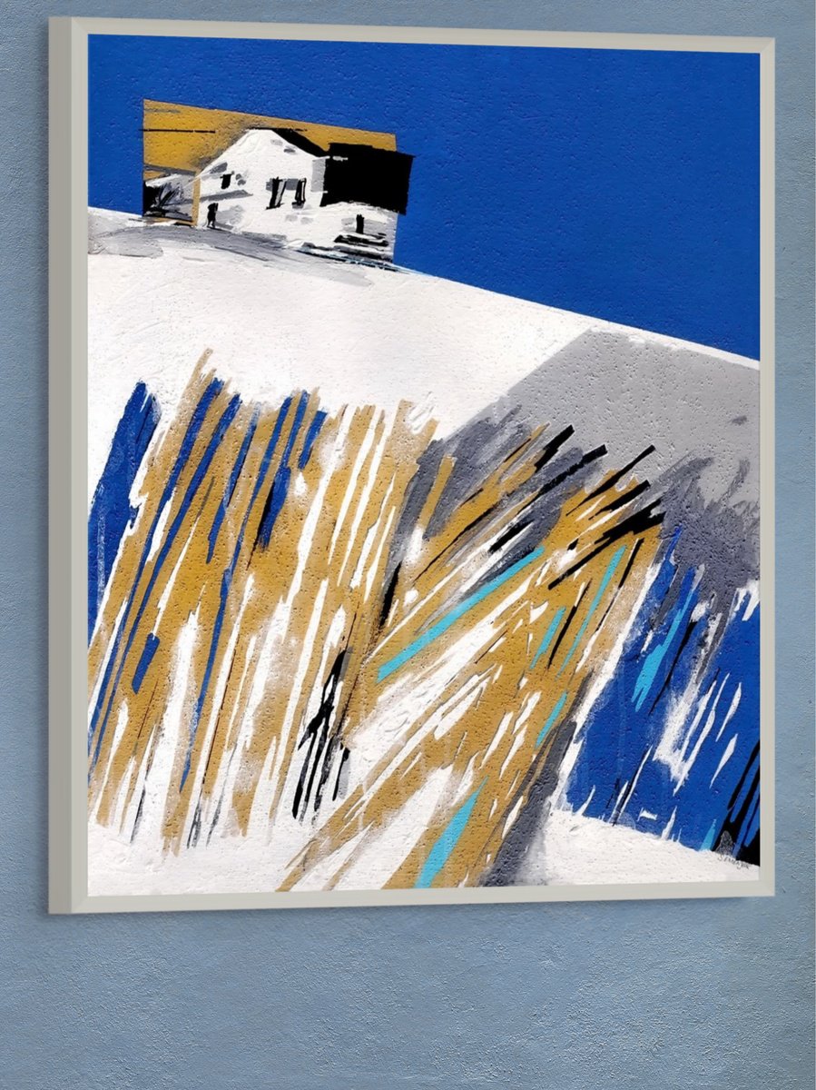 Abstract Landscape Acrylic Painting By Evgen Semenyuk, 20 X 24, Blue Day