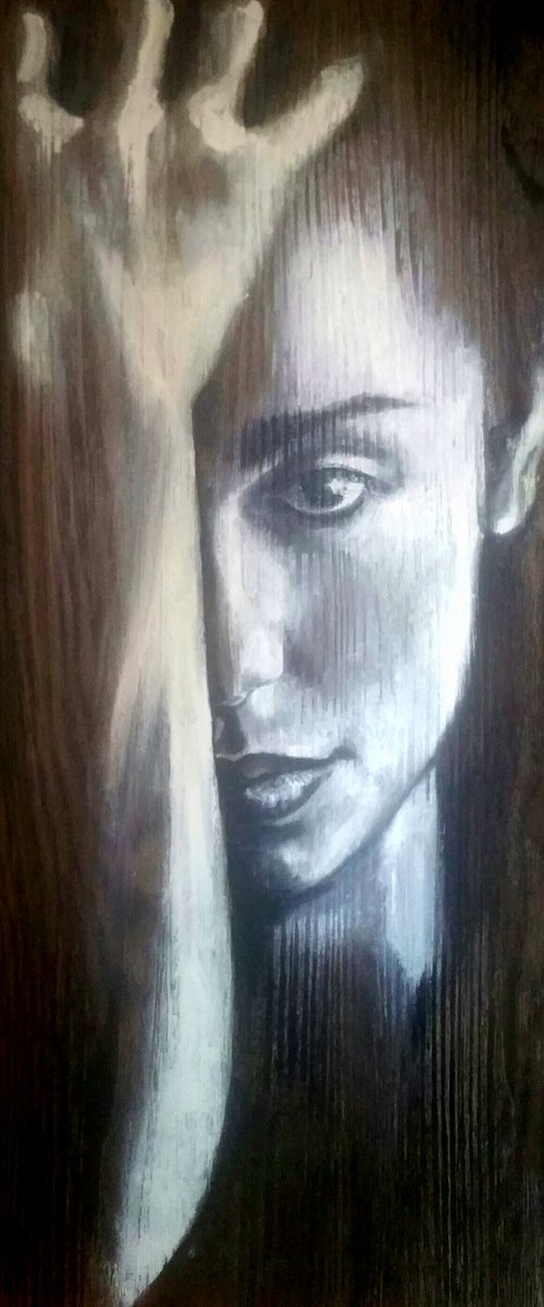 "...because of you " 30x45x0.1cm Original oil painting on board,ready to hang by Elena Kraft