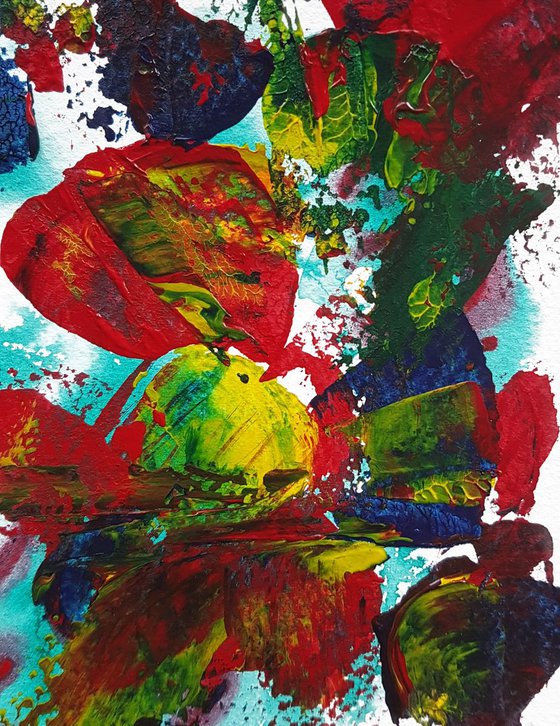 "Flower language" Abstract Acrylic Painting on Paper. Abstract Artwork.