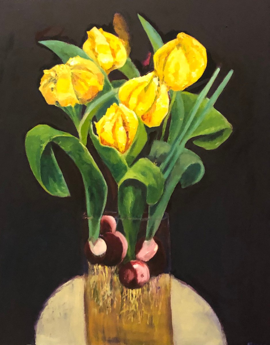 Impressionistic Botanical Oil Painting By Maureen Finck, 24 X 30", Lucie