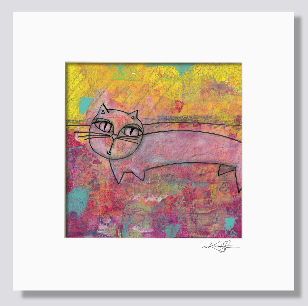 Expressive Animal Painting By Kathy Morton Stanion, 12 X 12", Cat 6, Original Artwork