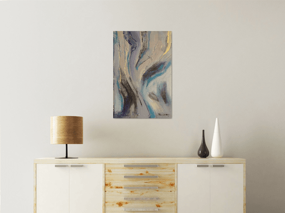 Abstract painting - "Summer waves" - Abstraction - Calm - Minimalism - Grey abstract