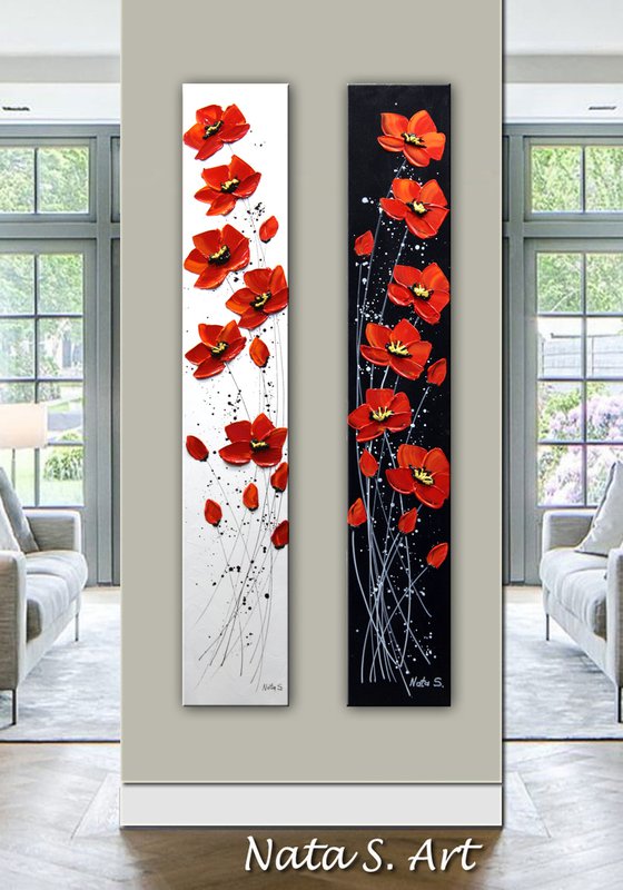 Alabama Poppies - Set of 2 Paintings