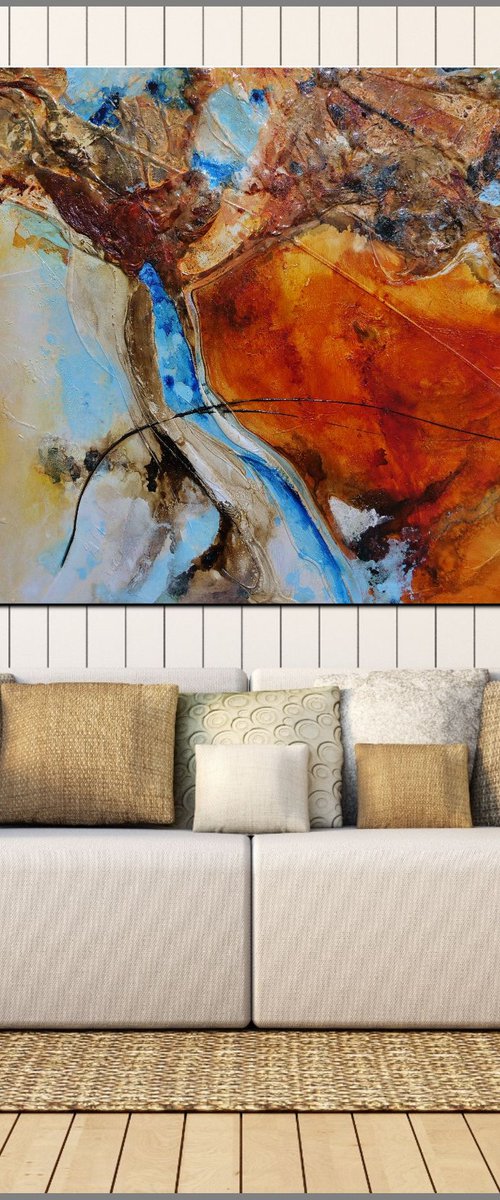 Rusted Landscape 160cm x 100cm Sienna Abstract Art by Franko