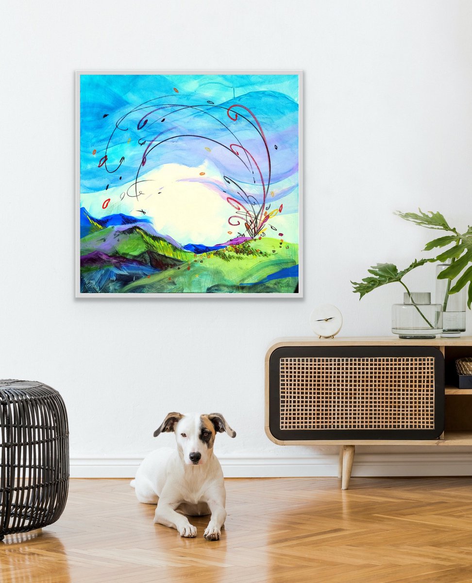 Organic Landscape Painting By Heather W. Ernst, 36 X 36, Freeship2Us | Fortunities, Original Artwork