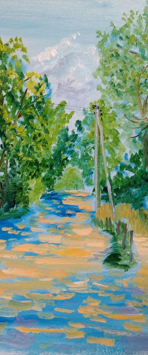 Sunny trail. Pleinair painting by Dmitry Fedorov