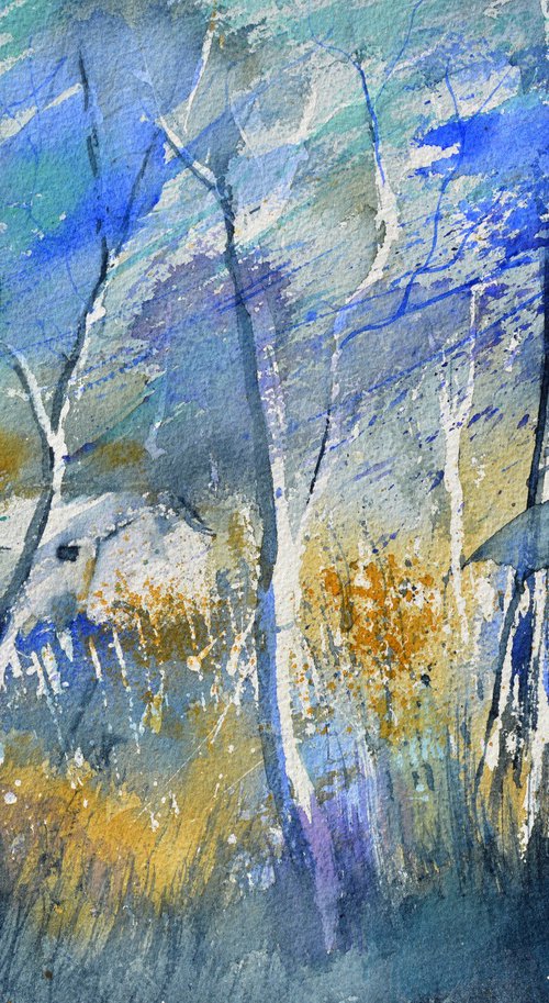 Blue forest  watercolor by Pol Henry Ledent