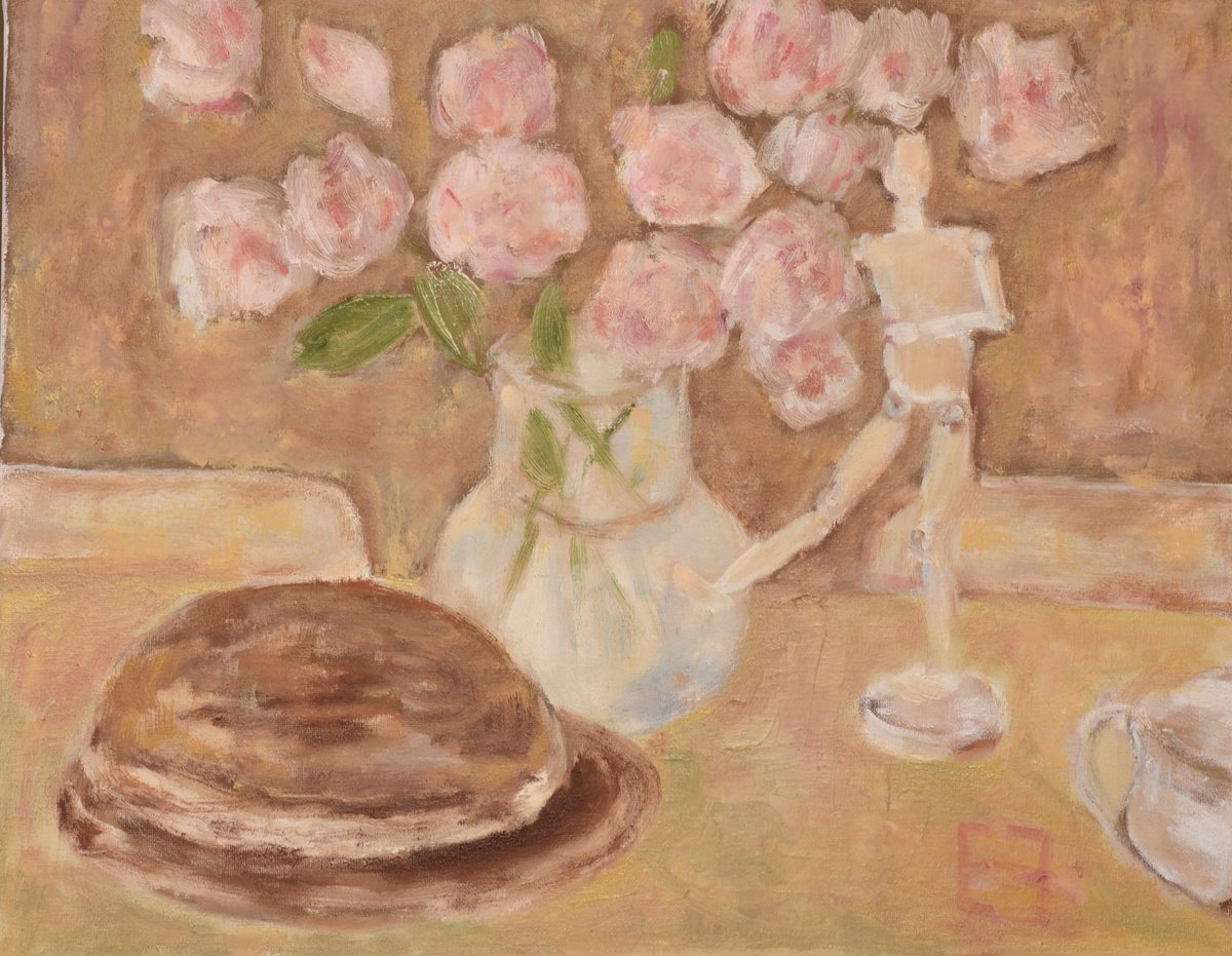 Still Life Oil Painting By Elena Zapassky, 20 X 16, Wood Man, Original Artwork