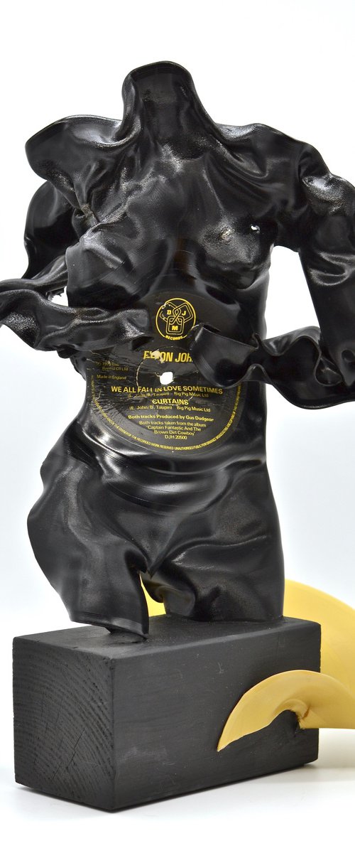 Vinyl Music Record Sculpture - "Fall in Love in the Future" by Seona Mason