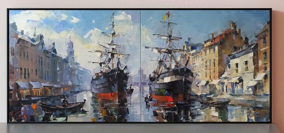 SERENITY CANAL Series Golden Age diptych