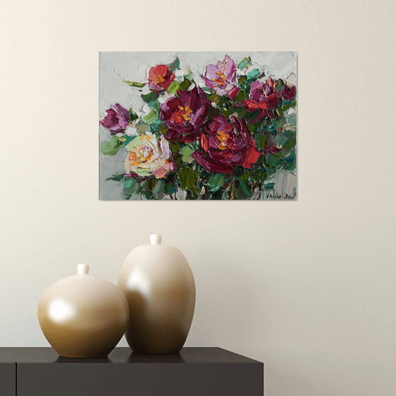 Roses impasto painting - Original oil painting