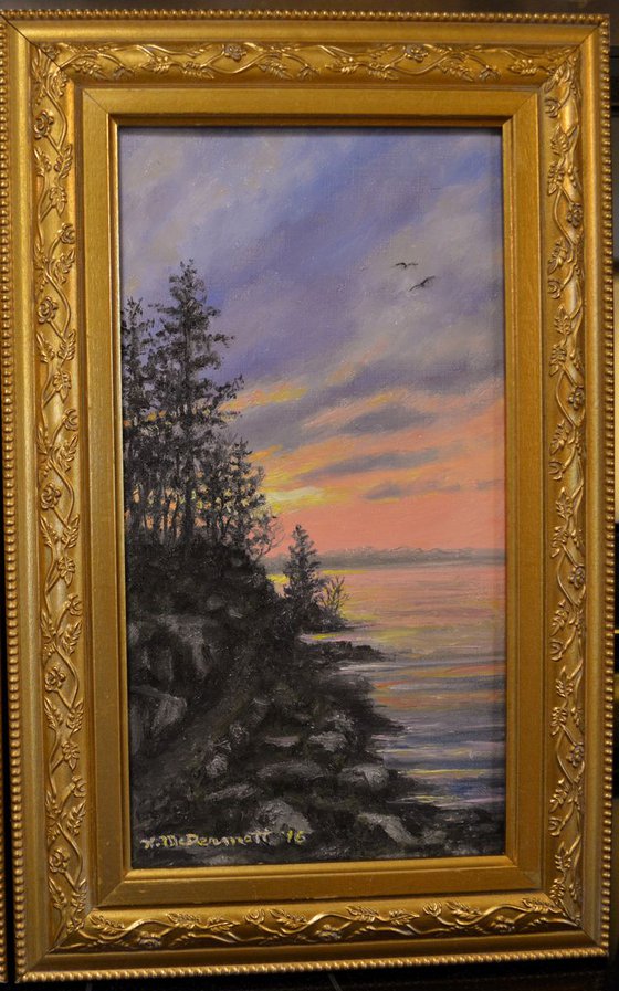 Cliff Walk - 13X7 framed oil