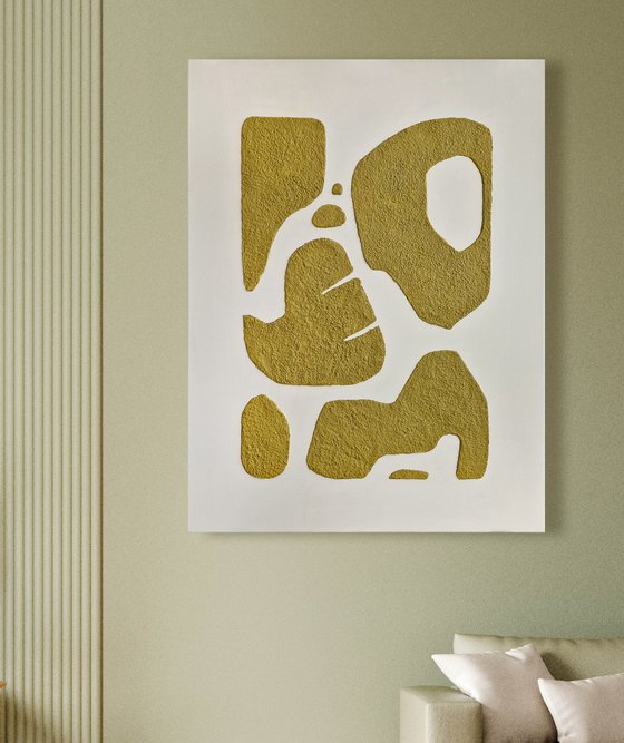 "Bay 6" Tan textured abstract art