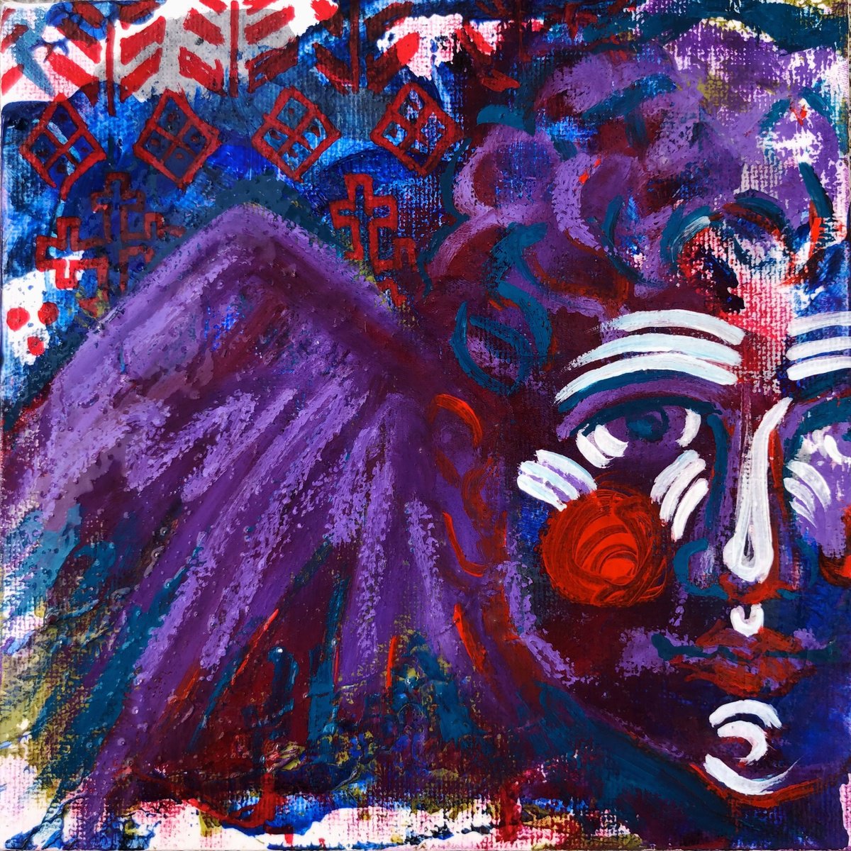 Naive Portrait Painting By Yuliia Chaika, 6 X 6", - Little Angel”, Original Artwork