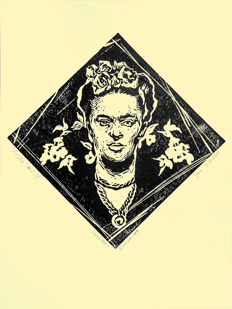Frida with roses 15x20cm by Daria Yablon-Soloviova