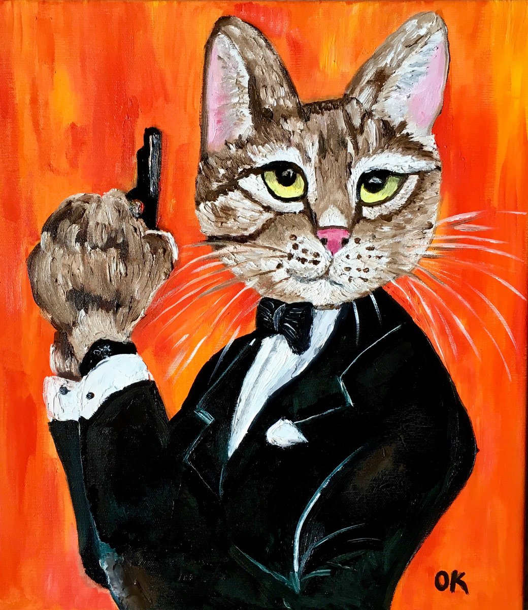 Cat James Bond 007, Cats never die #5 by Olga Koval