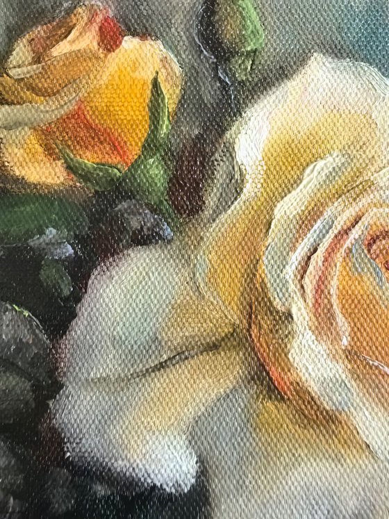 Yellow roses still life