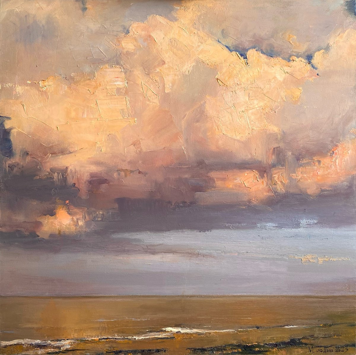 Impressionistic Landscape Oil Painting By Maxim Gladko, 31 X 31", Condition #1, Original Artwork