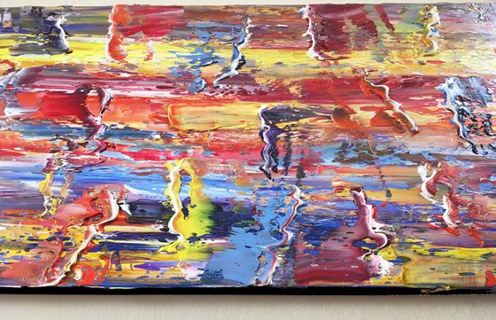 "Go With The Flow" - FREE WORLDWIDE SHIPPING - Original PMS Abstract Oil Painting On Canvas - 36" x 18"