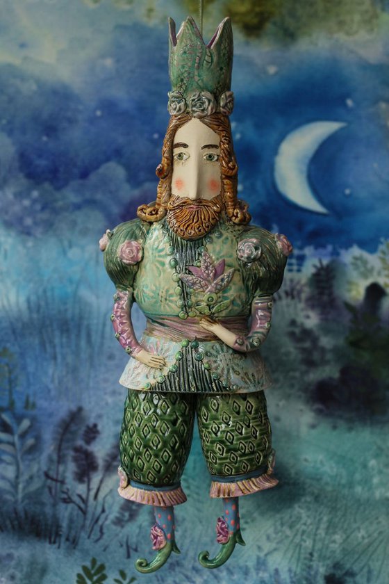 Oberon, from Midsummer Night's Dream. Ceramic illustration project by Elya Yalonetski