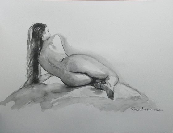 female nude back study