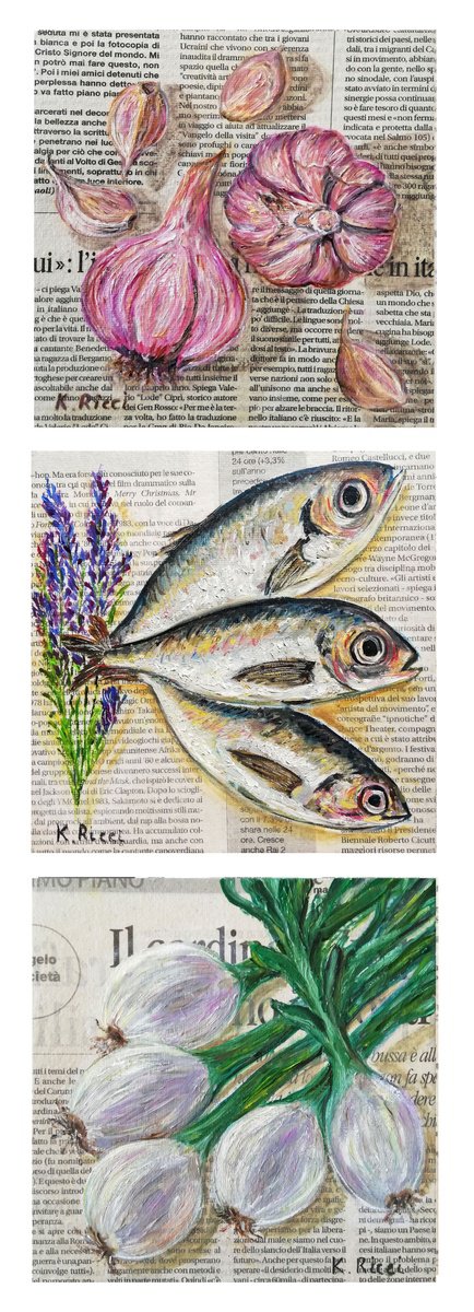 Impressionistic Still Life Oil Painting By Katia Ricci, 6 X 6", Taste Tribune News-Inspired, Original Artwork