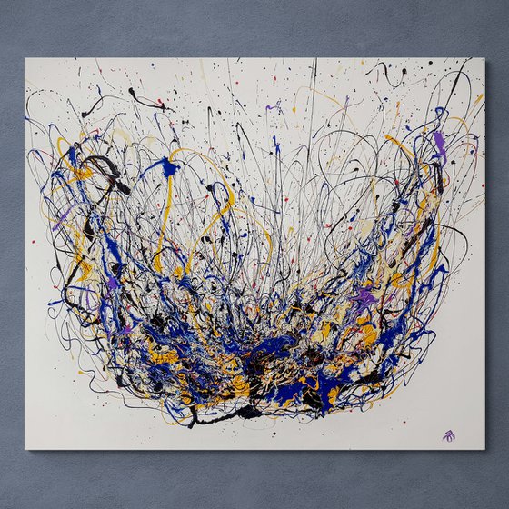 Sprucigi N-8 (H)132x(W)155x(D)4 cm. Colorful Splash Abstract Painting