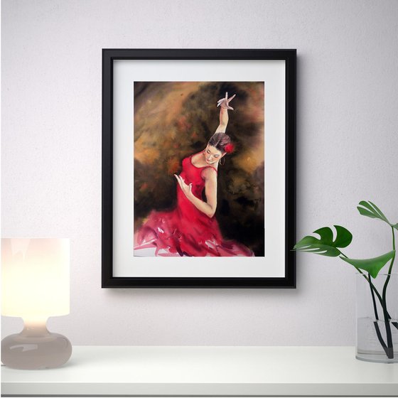 Flamenco Dancer in Red Dress - Spanish Flamenco Dancer - Passionate dance