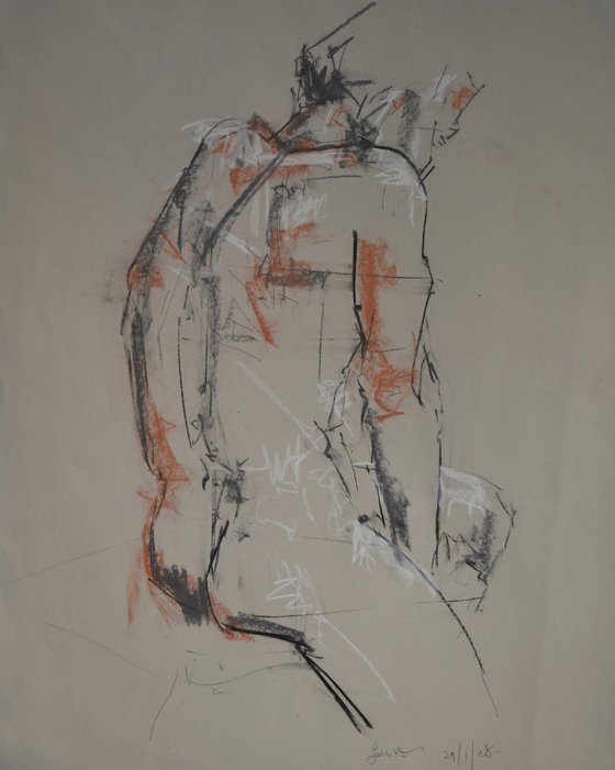 Study of a male Nude - Life Drawing No 515