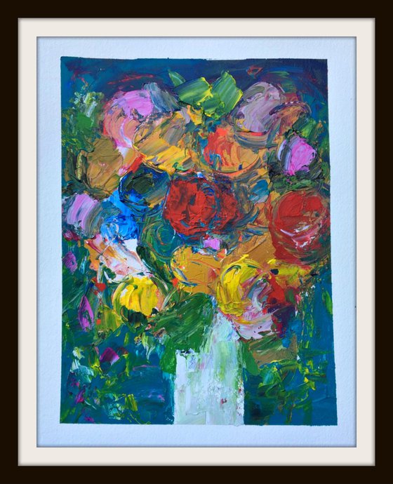 Peonies in a White Vase