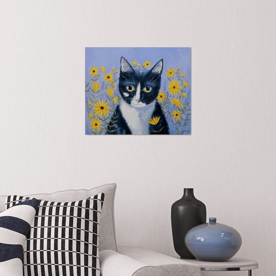 Kitty with Daisies