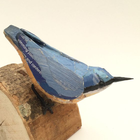 Nuthatch paper bird sculpture