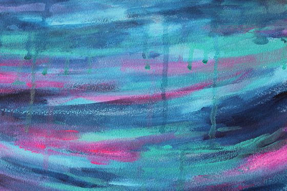 When Thoughts Flow - Abstract acrylic landscape or seascape painting on paper - affordable gift art